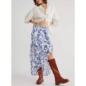 FREE PEOPLE Flounce Around Maxi Skirt / White Combo